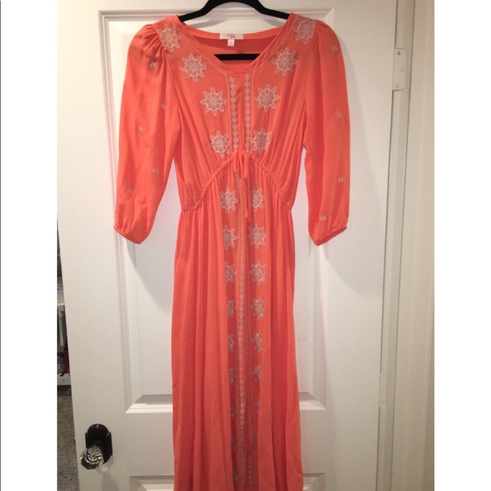 GB Girls Long Coral Casual Dress Size=Large